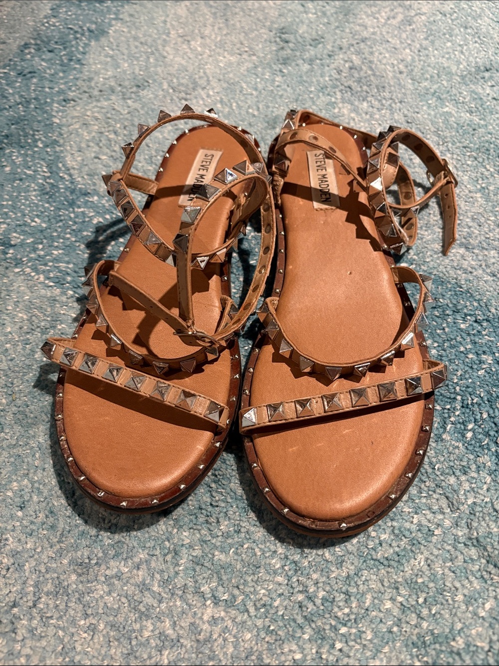 Steve Madden Ankle Wrap Studded Sandals, Sz 8